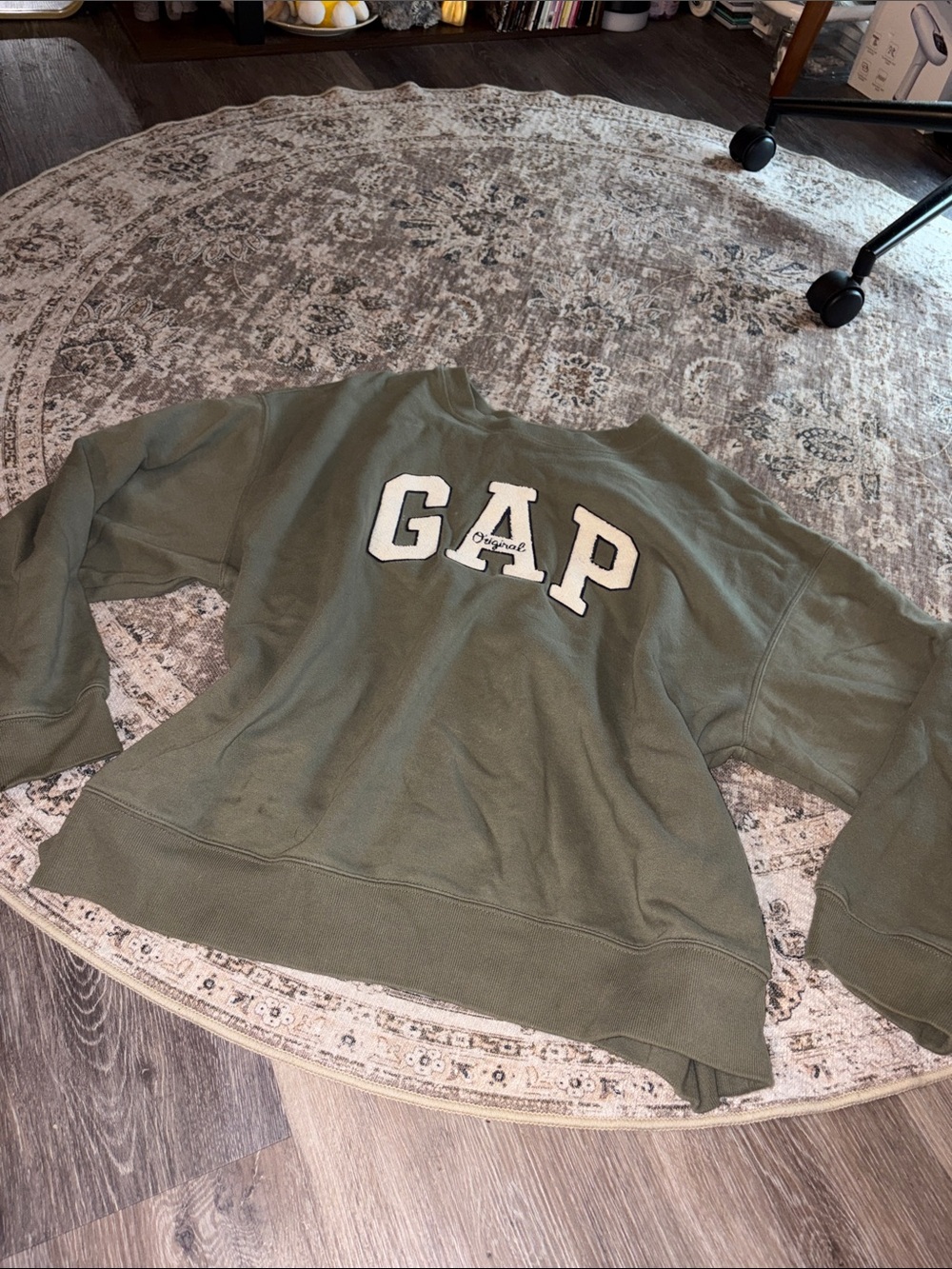 GAP Olive Green Crewneck Sweatshirt with White Logo